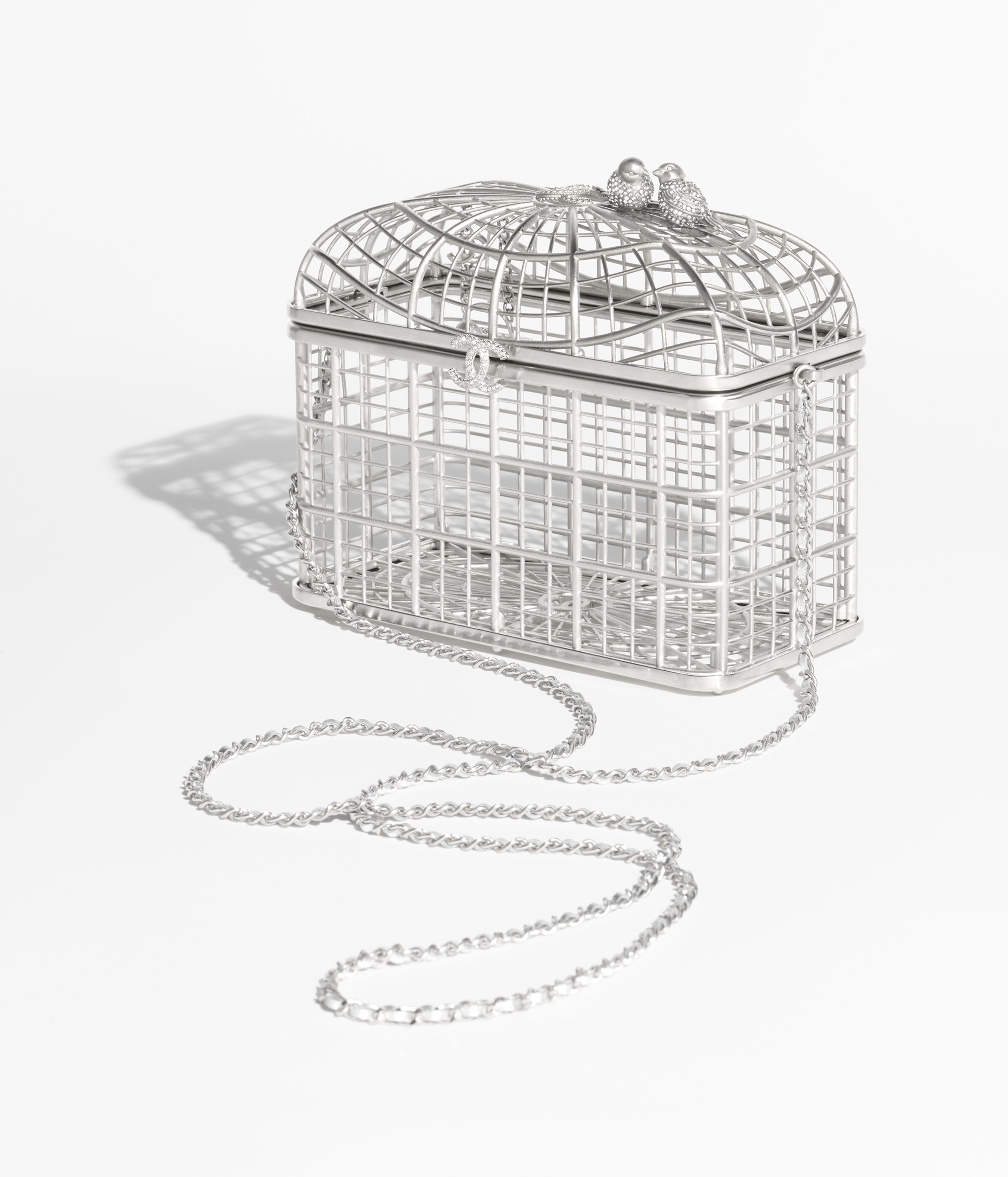 Minaudiere w kształcie klatki na ptaki - Silvery & Crystal - widok artystyczny 2